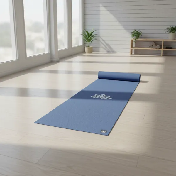 Aurorae Synergy 2-in-1 Yoga Mat and Towel laid out in a minimalist yoga studio, ready for practice.
