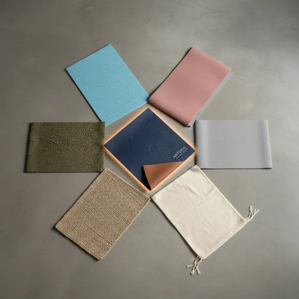 Visual comparison of different yoga mat materials like PVC, TPE, natural rubber, and jute.