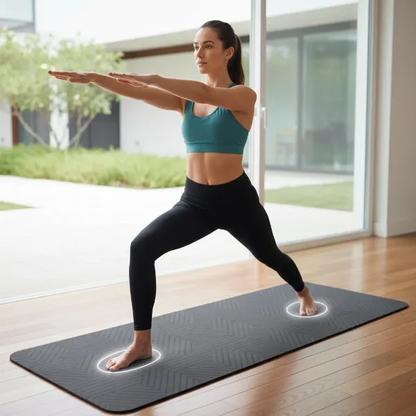 Woman gracefully practicing yoga on a mat, demonstrating stability, comfort, and essential joint support.
